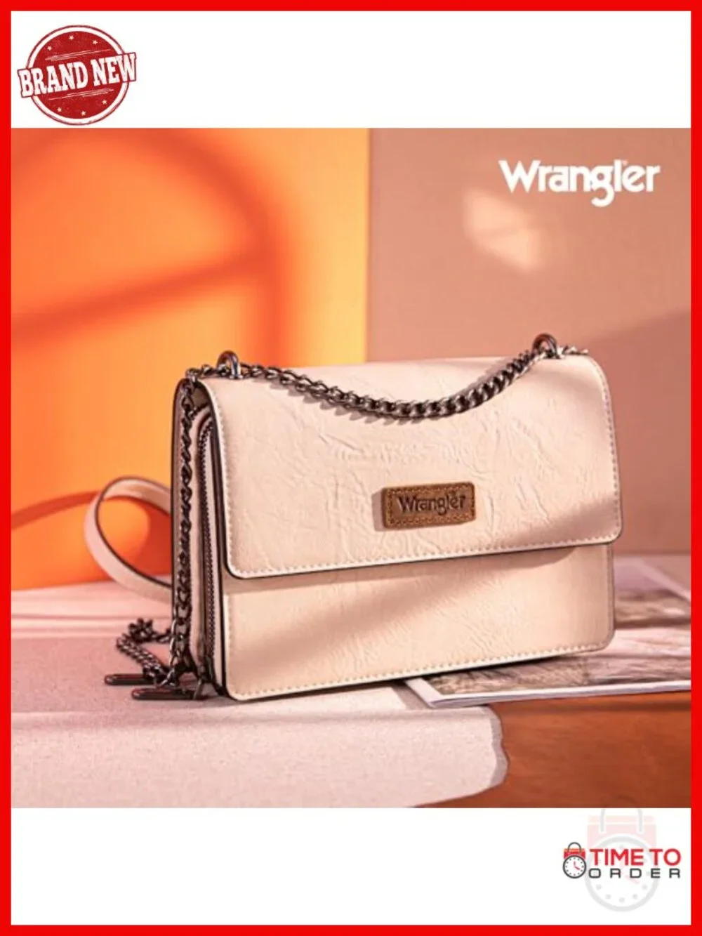 Vegan Leather Flap Crossbody Purse with Chain Strap Shoulder Bag